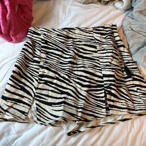 zebra print skirt with shorts inside